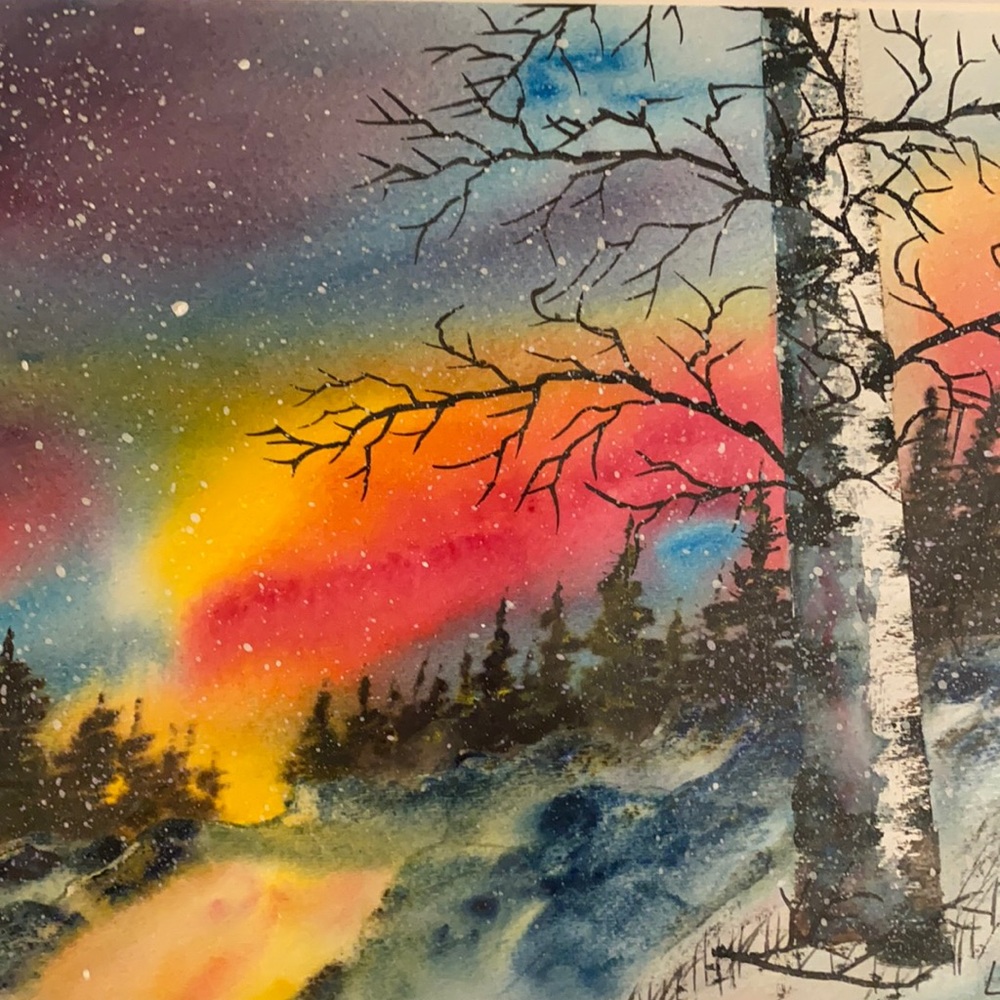 Original Watercolor 16x20 Birches Remembered